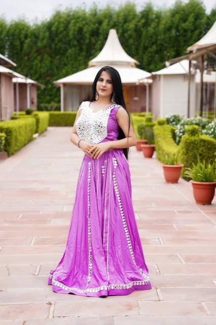 Purple Traditional lehenga choli market in Kerala